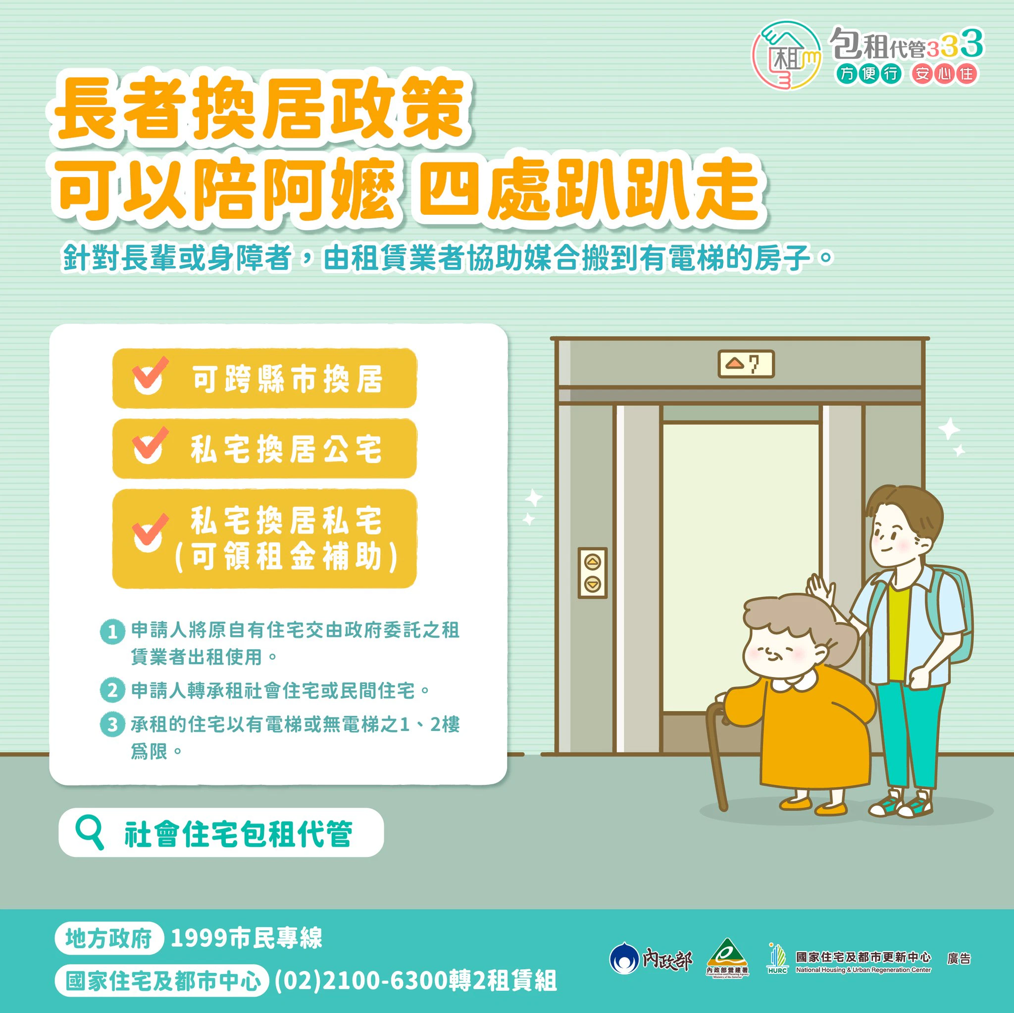 長者換居政策,包租代管,社會住宅